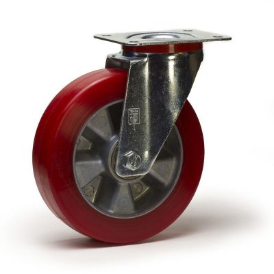 Roue pivot 100 a plaq rouge**