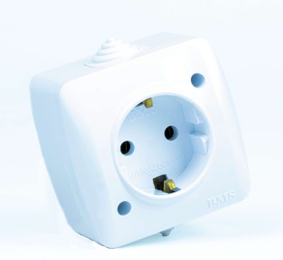 Prise avec terre app (b/10pcs) ** BMS