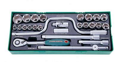 Jeu de douilles + cliquet 26 pcs ref: s04h4726sp 1/2"" ** JONNESWAY