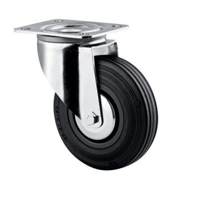 Roue pivot 200 noir a plaq**