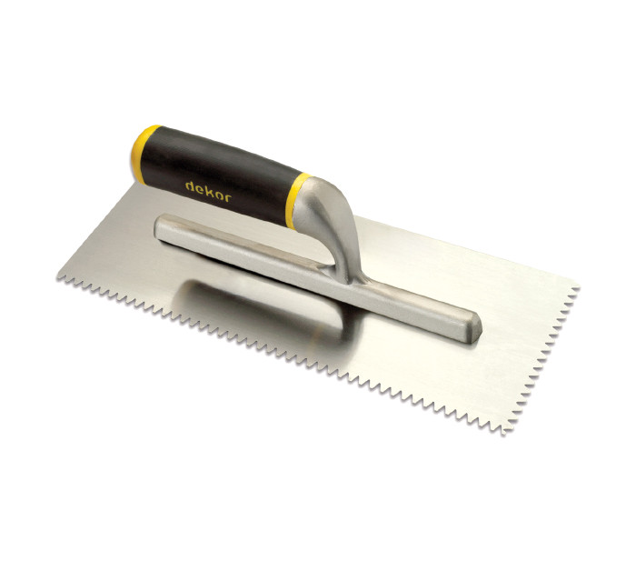 Truelle inox 30 cm dents en v p/alu/ouv ref 521 ** DEKOR