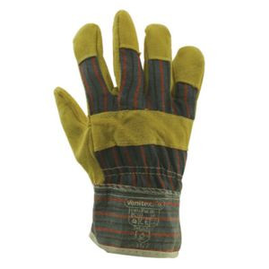 Gant cuir m/court gris/marron simple ** FEMA