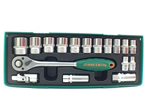 Jeu de douille 6 pan + clique 17 pcs 1/2"" ref: s04h4317sp ** JONNESWAY