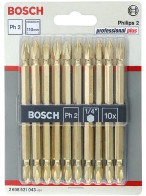 Jeu d'embout titanium ph2* l:110 mm (10pcs) ref: 608 521 043 ** BOSCH