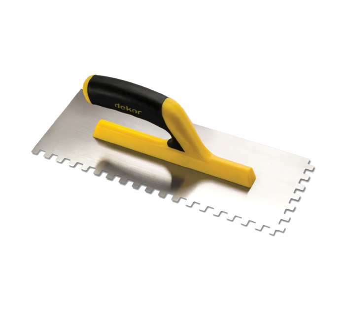 Truelle inox 30 cm dents carees 6x6 p/fibre/ouv ref 403 ** DEKOR