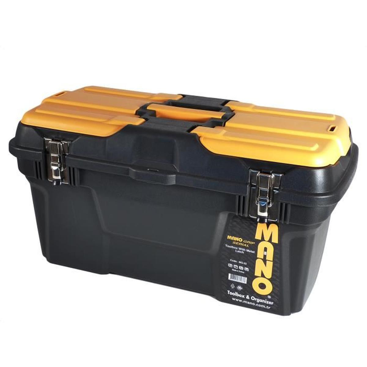Caisse a outils plast (orange-noir) 21"" ref : c.o 21 ** MANO
