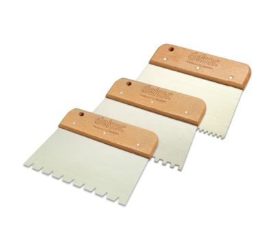 Couteau a colle inox 17 cm dent/carree 6*6 p/bois ref 473 ** DEKOR