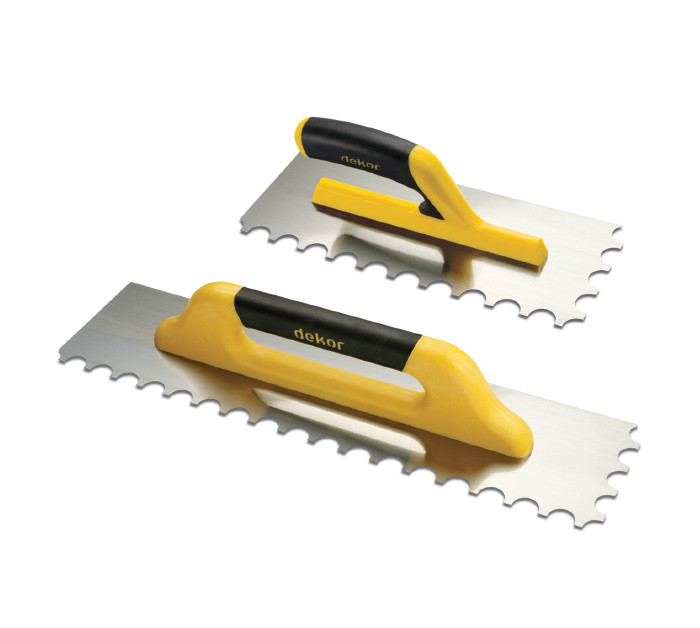 Truelle acier 30 cm dents en u p/fibre/ferm ref 482 ** DEKOR
