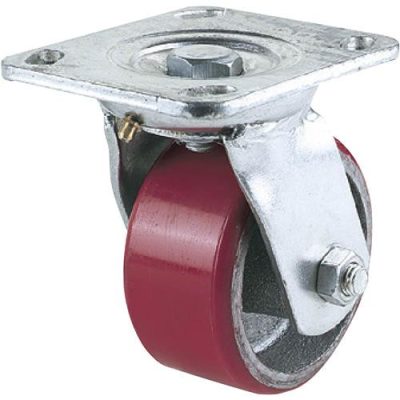 Roue pivot 100 blindee rouge a plaq**
