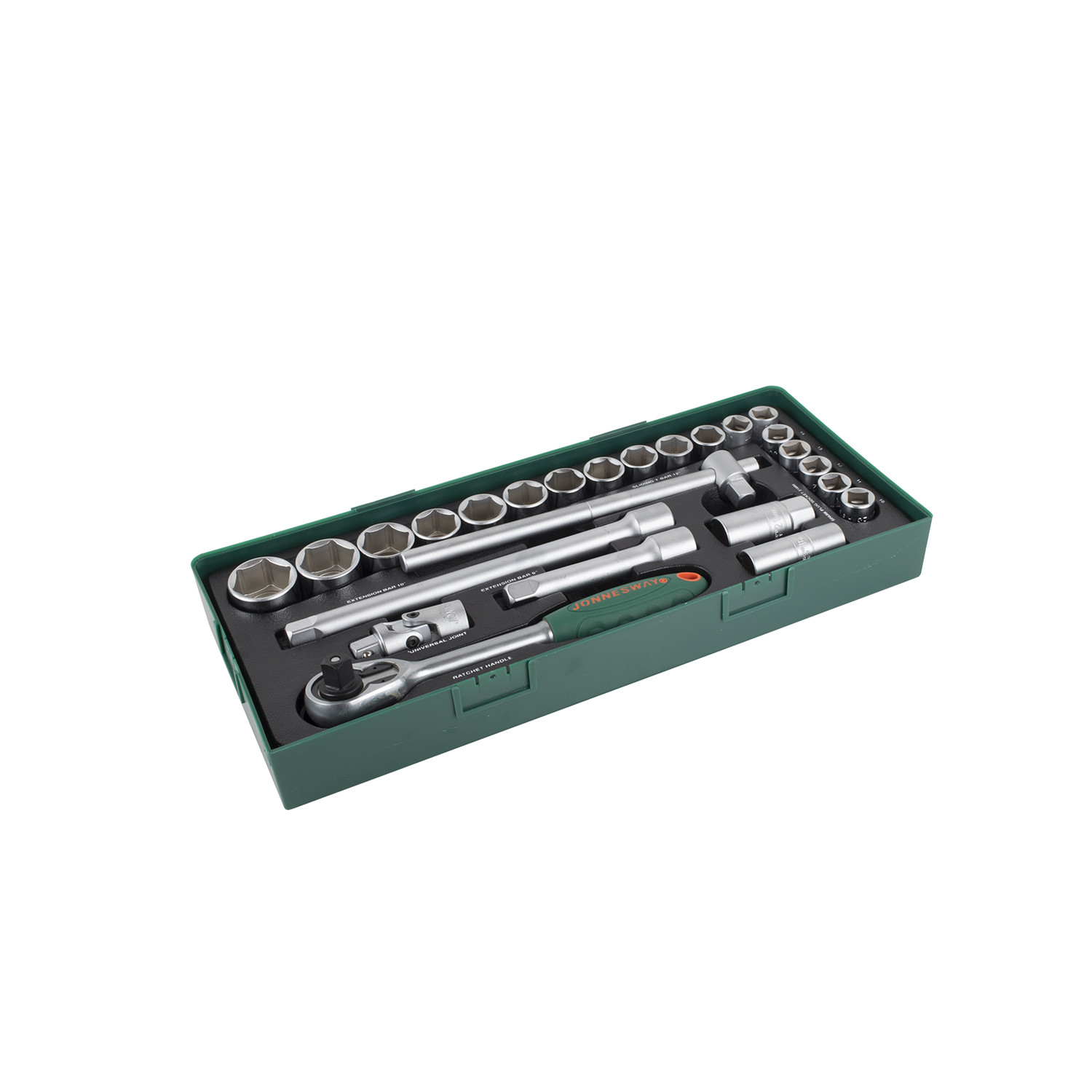 JEU DE DOUILLES + CLIQUET 25 PCS 1/2"" REF: S04H4125SP ** JONNESWAY