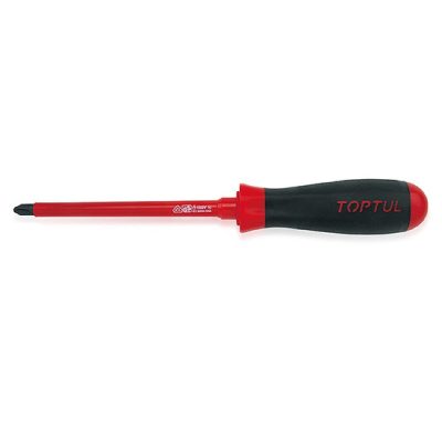 Tournevis Isolant ROUGE 1000 V (+) PH2 x 100 mm Réf: FBEB0210 ** TOPTUL