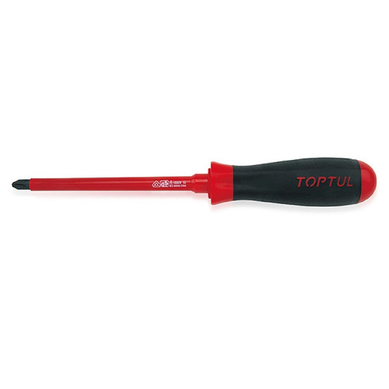 Tournevis Isolant ROUGE 1000 V (+) PH3 x 150 mm Réf: FBEB0315 ** TOPTUL