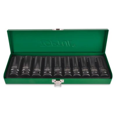 Jeu de douilles a choc 1/2"" longue 10 pcs Réf: GDAD1002 ** TOPTUL