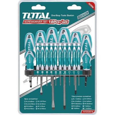 Jeu de tournevis 18 pcs Réf: THT250618 ** TOTAL