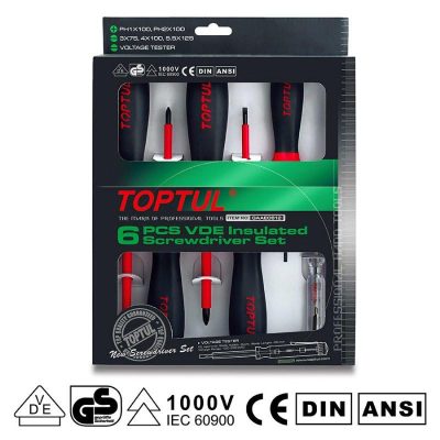 Jeu de tournevis isolant 1000V 6 PCS Réf: GAAE0612 ** TOPTUL