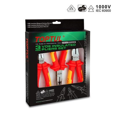 Jeu de pinces isolant 1000V 03pcs Réf: GAAE0301 ** TOPTUL