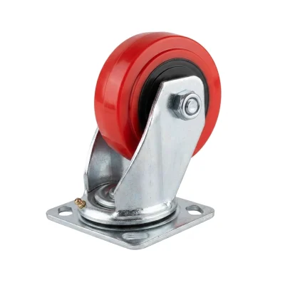 Roue pivot 100 blindee rouge a plaq**