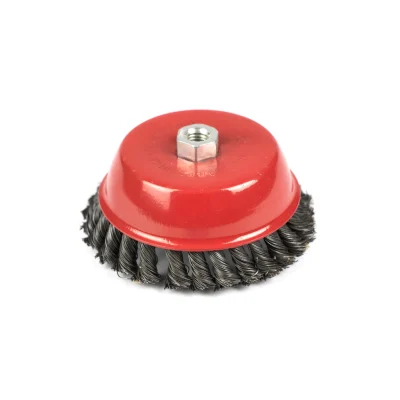 Brosse metal conique pour meuleuse 075/3"" noir**