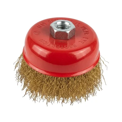 Brosse metal conique pour meuleuse 125/5"" jaune ** NEWSD
