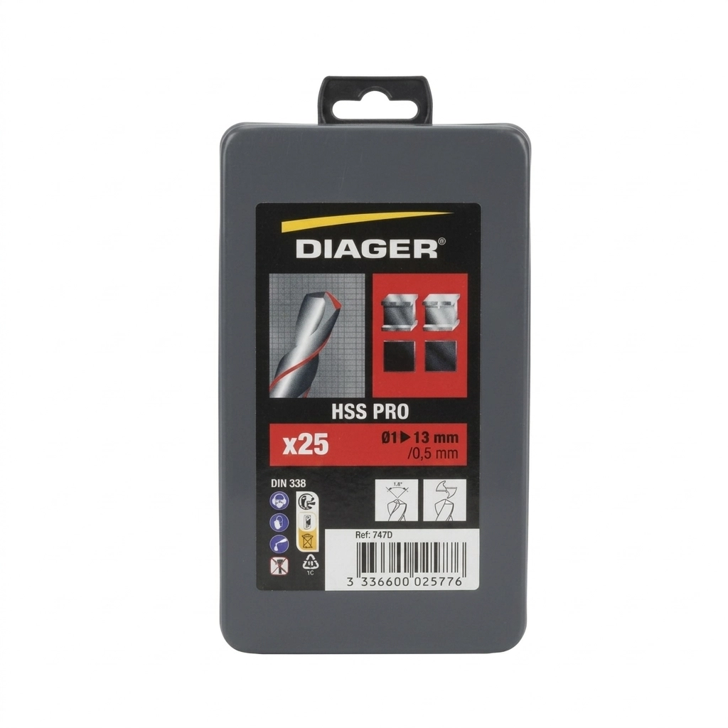 Jeu de foret acier hss pro (1-13mm) 25 pcs ref : 747 d ** DIAGER