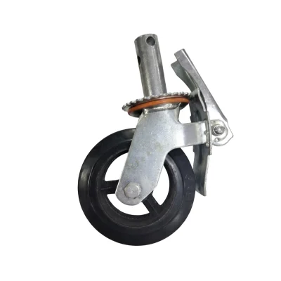 Roue echafaudage a tige noir 150/160 6"" a frein **
