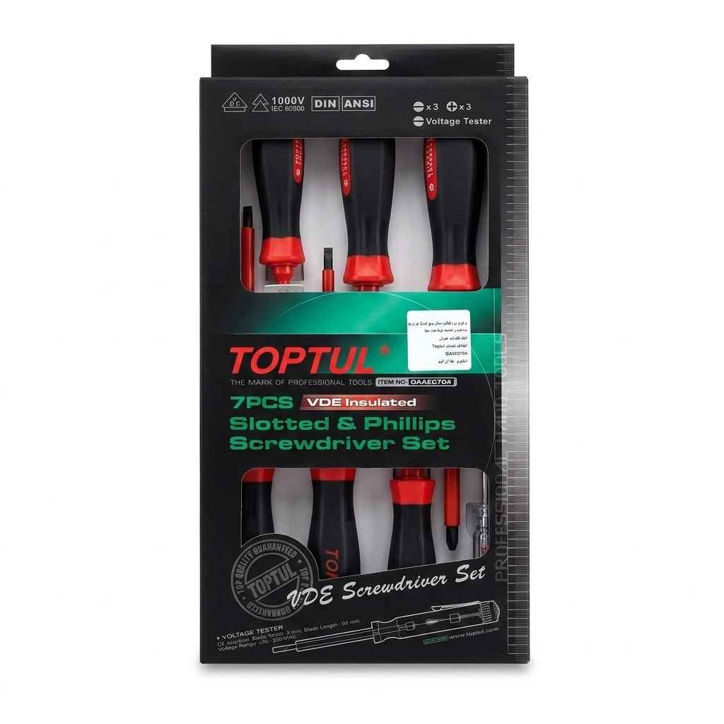 Jeu de tournevis isolant 1000V 7 PCS Réf: GAAE 0704 ** TOPTUL