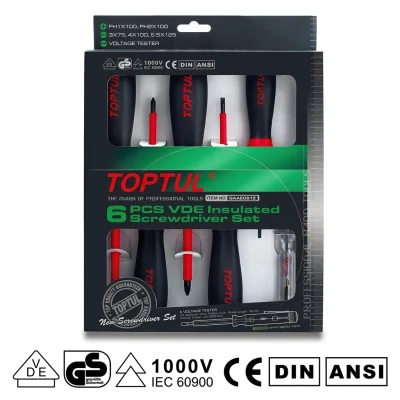 Jeu de tournevis isolant 1000V 6 PCS Réf: GAAE0612 ** TOPTUL