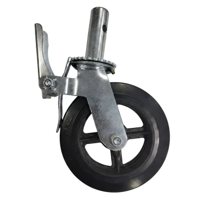 Roue echafaudage a tige 200 8"" a frein noir**