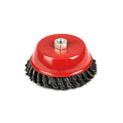 Brosse metal conique pour meuleuse 150/6"" noir**