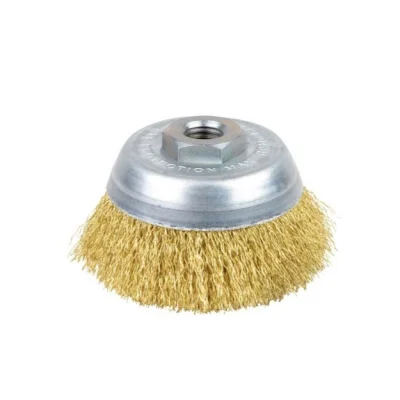 Brosse metal conique pour meuleuse 150/6"" jaune ** NEWSD