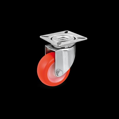 Roue pivot 050 rouge a plaq**