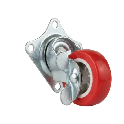 Roue pivot a frein 050 rouge plaq**