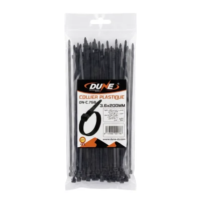 Collier colson plast. 3.6 x 200 noir ** DUNE