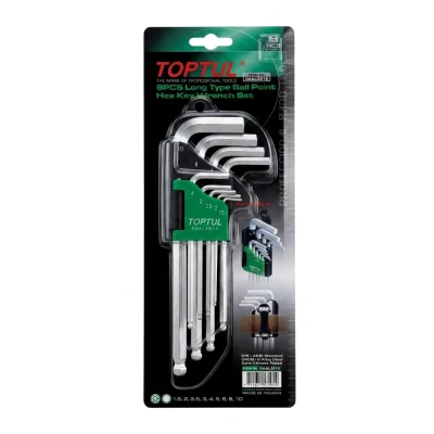 Jeu des cles male tete sphérique 09 pcs Réf: GAAL0916 ** TOPTUL