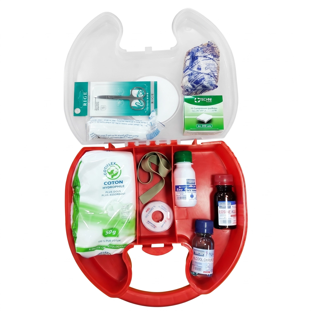 Boite de pharmacie premier secours rouge PM ( malette plat ) complet **