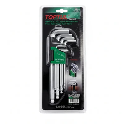 Jeu des cles male 09 pcs en pouces Réf: GBAL0901 ** TOPTUL