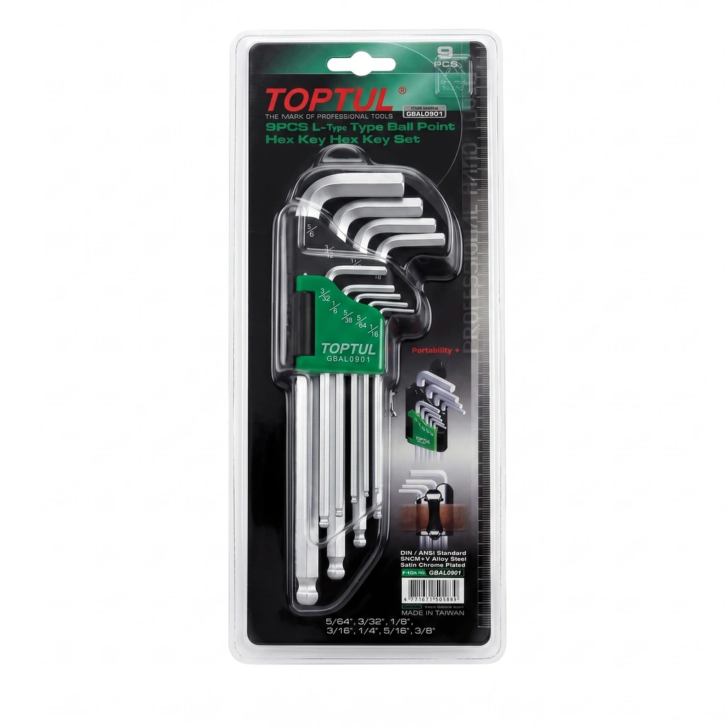 Jeu des cles male 09 pcs en pouces Réf: GBAL0901 ** TOPTUL