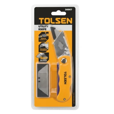 Cutter pliant metalique sur carte + (05 lames) Réf: 30007 ** TOLSEN