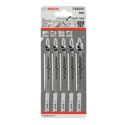 Jeu de lames scie sauteuse pour bois/ Metal/ T 345 XF / 608 634 994 ** BOSCH