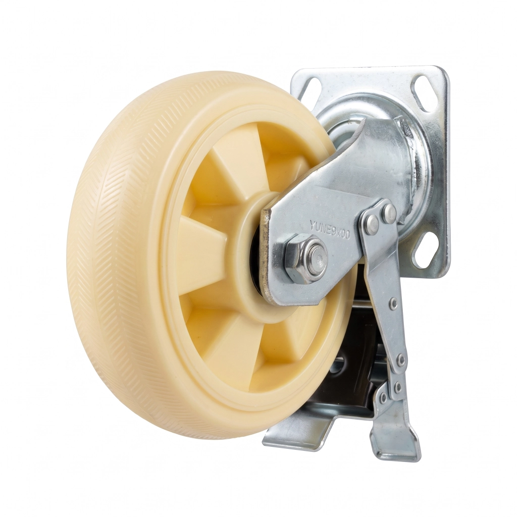 Roue pivot A plaque A frein N° 150 large BLANC Réf: 613150 **