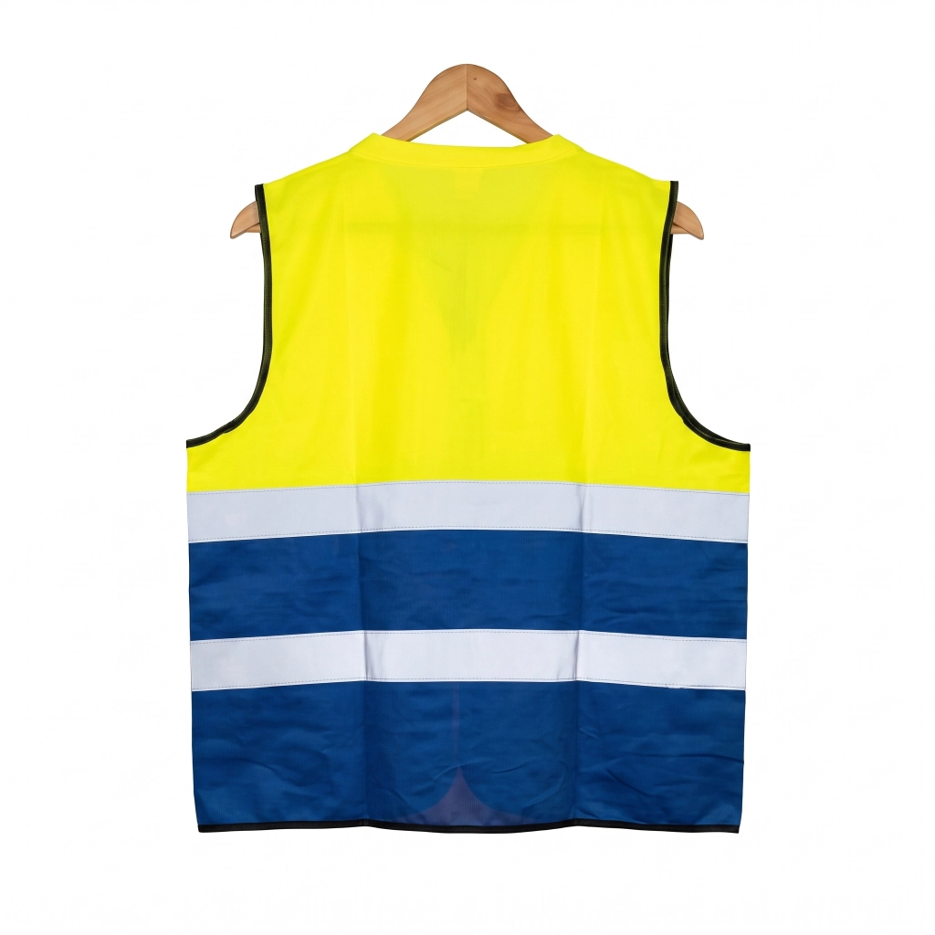 Gilet de securite signal BI-couleur jaune bleu avec poche ( XL / XXXL ) **