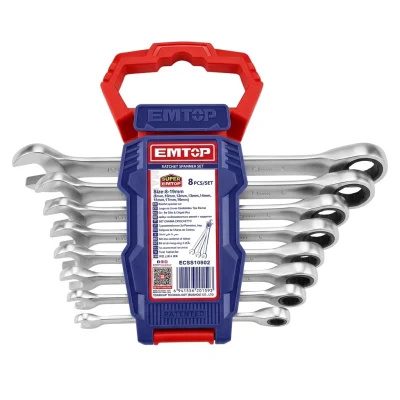 Jeu de cles mixte a cliquet 08 PCS (08-19) Ref: ECSS10802 ** EMTOP