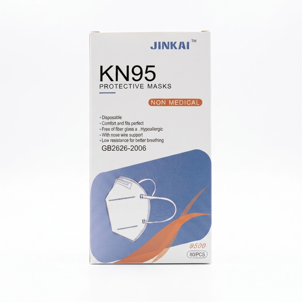 Demi-masque anti-poussiere KN95 S/valve (B/80pcs) ** JINKAI