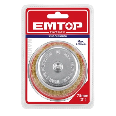 Brosse metalique Jaune conique a Tige 75 mm Réf: EWCB 30751 ** EMTOP
