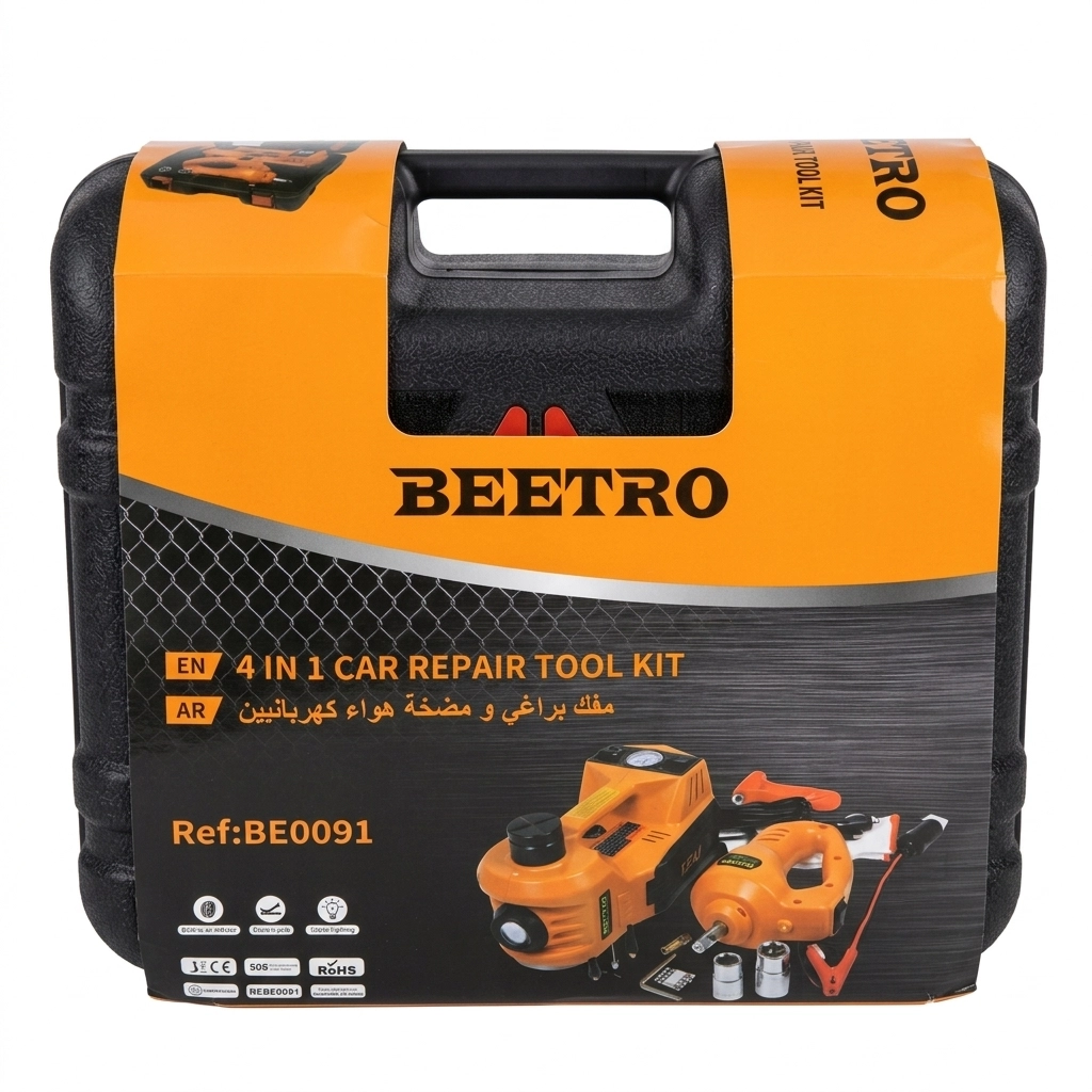 Coffret compresseur auto + Cric electrique 5 T+ boulonneuse+ Réf: BE0091 ** BEETRO