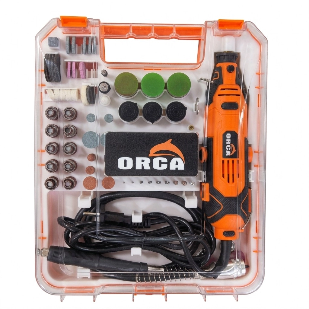 Mini meuleuse 190w avec accessoire 218 Pcs Réf: AG-190** ORCA