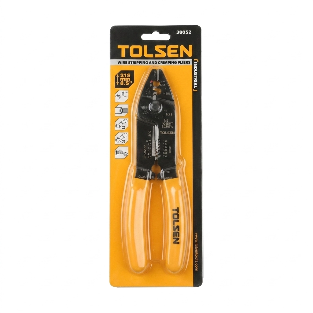 Pince à sertir cosse et denudeur 215 MM Réf : 38052 ** TOLSEN