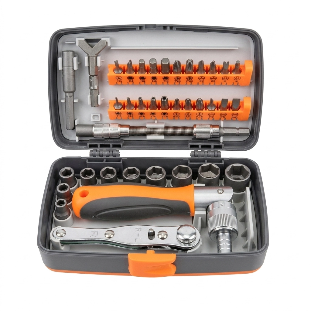 Caisse a douilles 1/4''+ Bras Cliquet (38PCS) Réf: 2880B ** MINI TOOLS