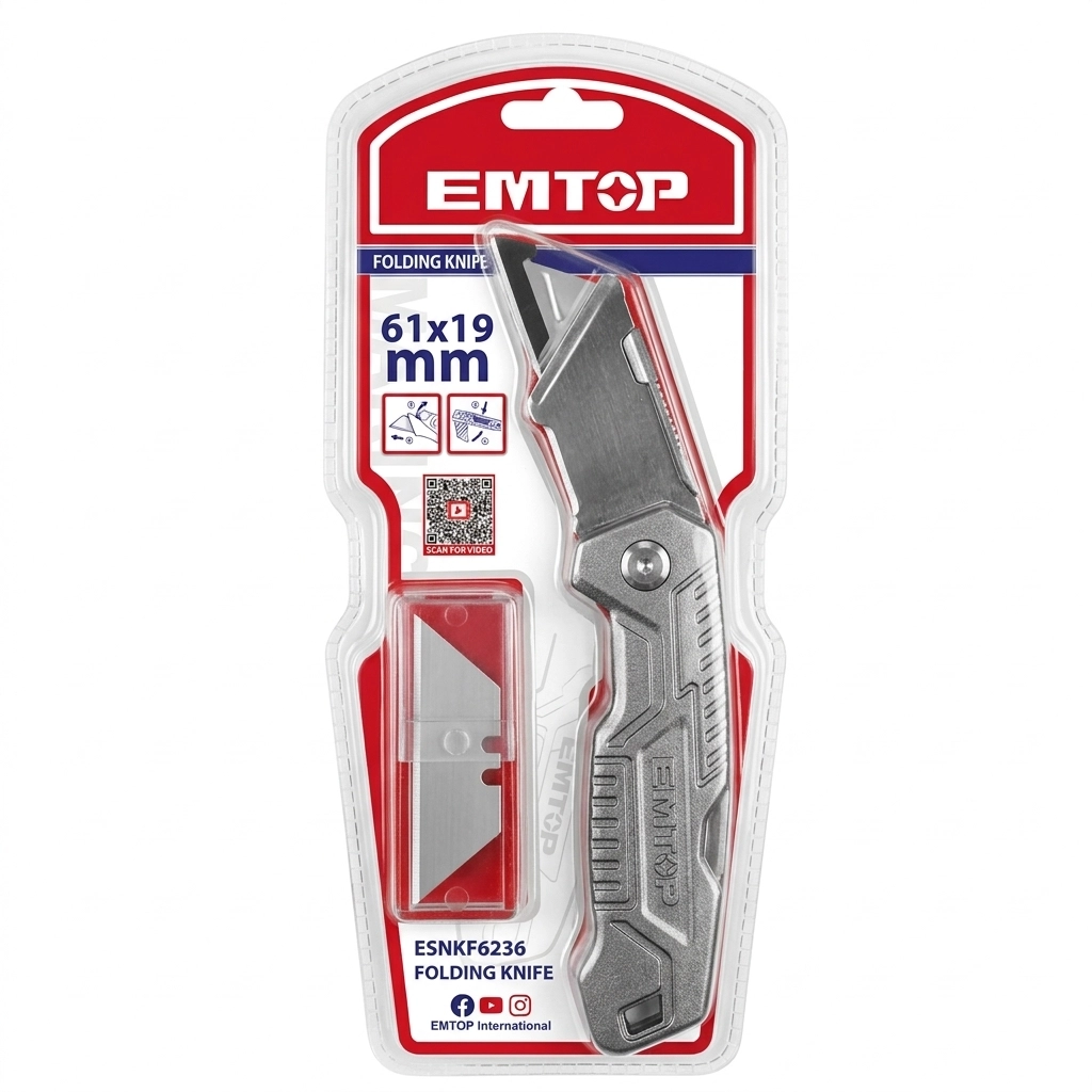 Cutter metalique Pliant sur carte + ( lames) Réf: ESNKF6236 ** EMTOP