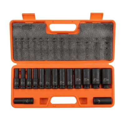 Jeu de douilles a Choc 1/2" Long (10 a 32mm) 15PCS B/Orange ** TOP HELPER/DONGTE